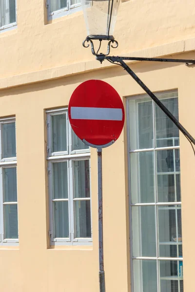 Panneau Pas Entrer Dans Une Rue Ville — Photo