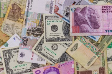 ABD dolarları, Rus rublesi, Beyaz Rusya rublesi, Mısır sterlini ve Ukrayna hrivniası