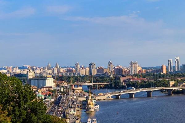 Vista Rio Dnieper Paisagem Urbana Kiev Ucrânia — Fotografia de Stock