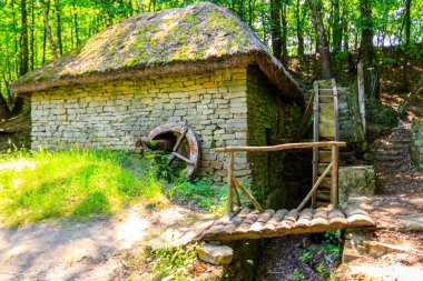 Ukrayna, Kiev yakınlarındaki Pyrohiv (Pirogovo) köyünde eski bir su değirmeni