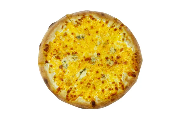 Pizza Négyes Sajt Elszigetelt Fehér Alapon Felülnézet — Stock Fotó