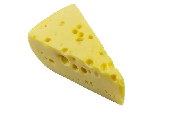 Stück Schweizer Käse Isoliert Auf Weißem Hintergrund — Stockfoto