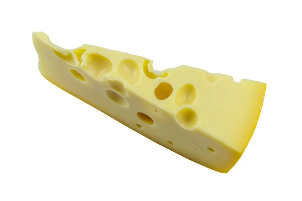 Beyaz Arkaplanda Izole Edilmiş Sviçre Peyniri Parçası — Stok fotoğraf