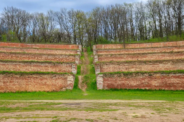 Singing terraces are garden terraces built at 19th century and fortified by brick walls in Kharkiv region, Ukraine
