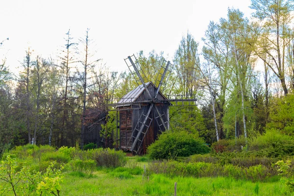 Ancien Moulin Vent Bois Plein Air Musée Architecture Folklorique Folklorique — Photo