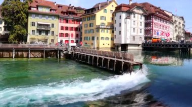 Needle dam in the Reuss river in Lucerne, Switzerland