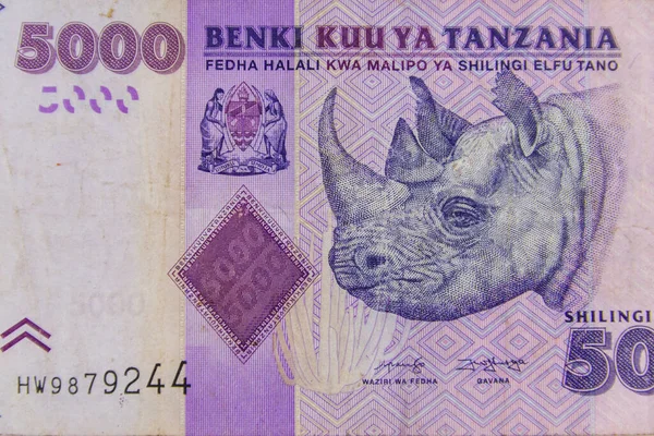 Makro Skott Fem Tusen Tanzaniska Shilling Sedel — Stockfoto