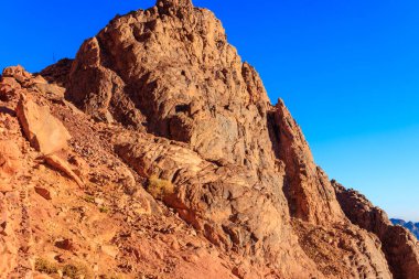 View of the rocky Sinai mountains and desert in Egypt