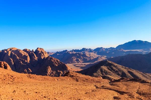 View of the rocky Sinai mountains and desert in Egypt