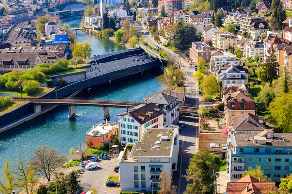 View Reuss River Old Town Lucerne Luzern City Switzerland View — Stock Photo, Image