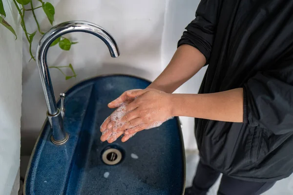 Pair Women Hands Washing Hands Sink — Stock Photo, Image