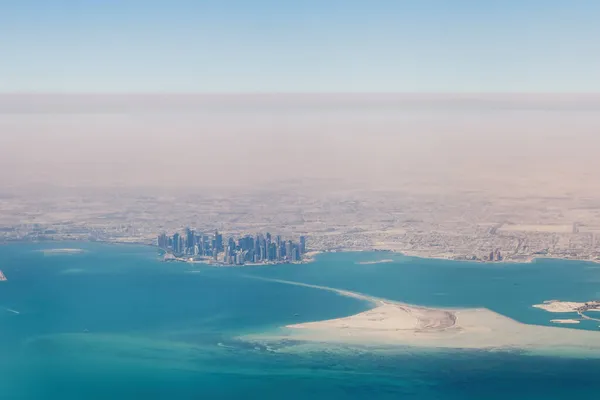 Αεροφωτογραφία Της Dauha Ντόχα Πρωτεύουσας Του Κατάρ Περσικός Κόλπος Φωτογραφία Αρχείου