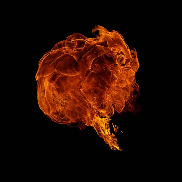 Realistische Vlammen Explosie Geïsoleerd Zwarte Achtergrond — Stockfoto