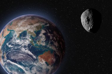 Göktaşı Dünya 'ya yaklaşıyor, NASA' nın sağladığı bu görüntünün elementleri.