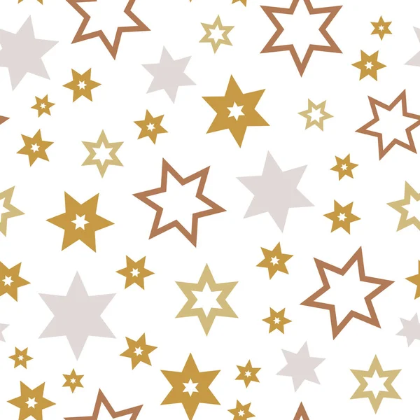 Vektor základní hvězdy allover stříbro a zlato bezešvé vzor pozadí — Stockový vektor