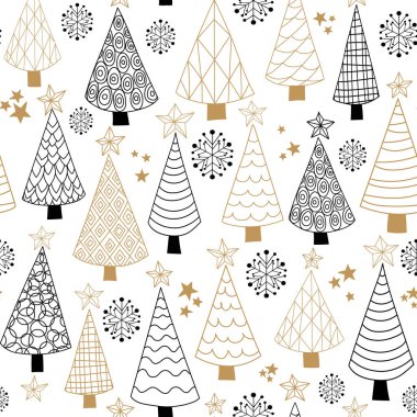 : vektör noel ağaçları altın, izin verilmeyen desenli arkaplan