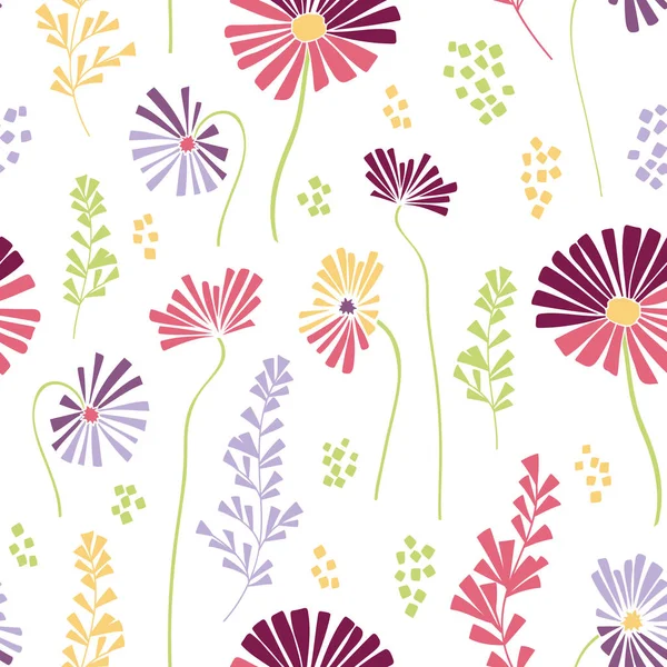 vektör beyaz renkli yaz günü çiçekleri pürüzsüz desen arkaplanı