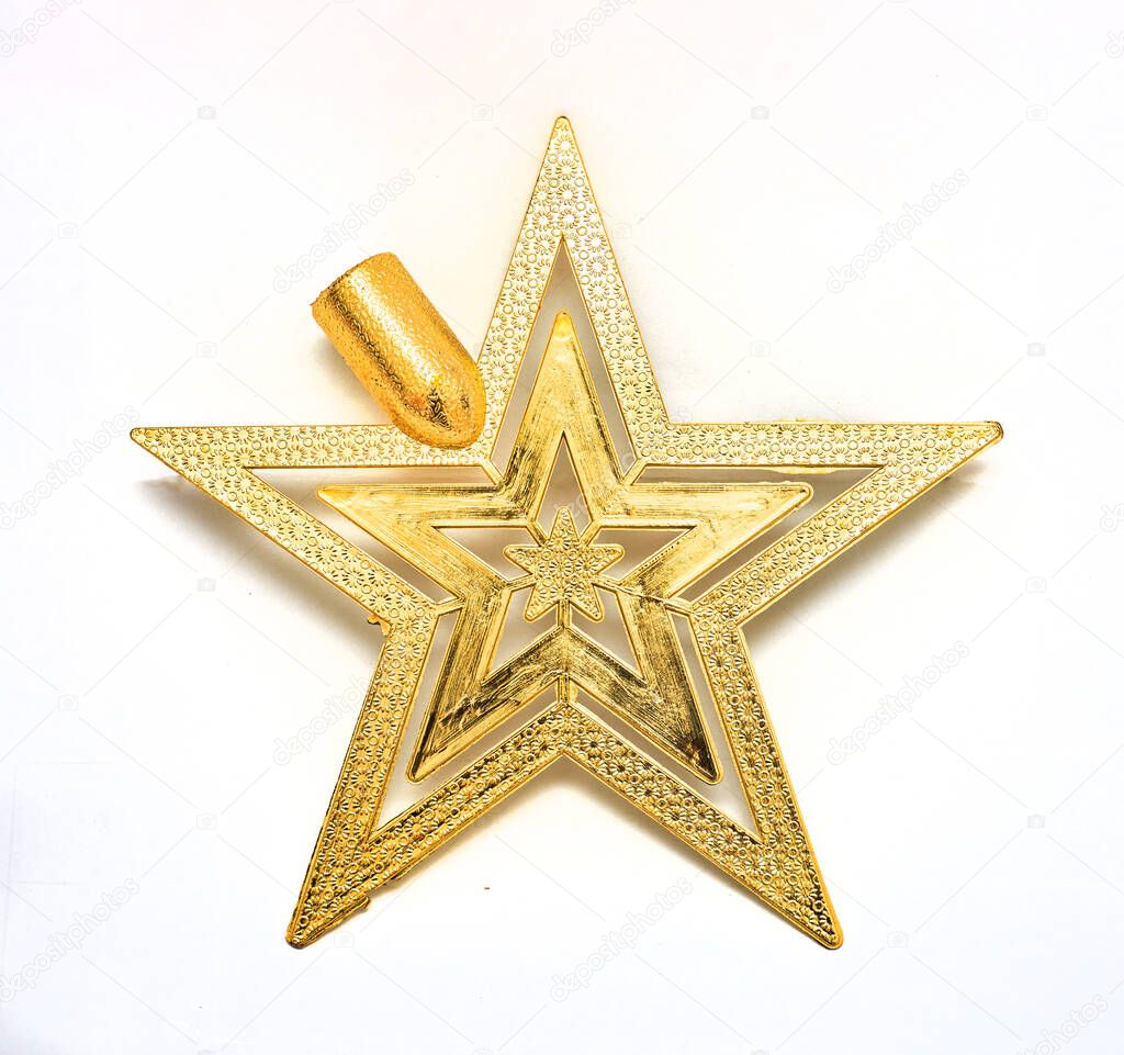 Golden five-pointed star material for Christmas