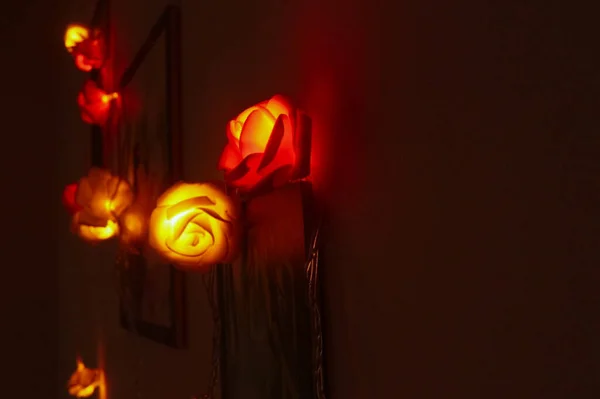 Gül formundaki güzel ışıklar. Ilık Işık Renkleri. Olay İçin Güzel Işıklar