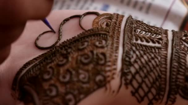 Matrimonio Tradizionale Indiano Mehendi Art Cerimonia Nuziale — Video Stock