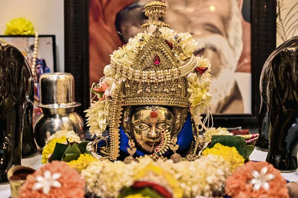 Linda Estátua Devi Durga Forma Devi Face Deusa Hindu Meu — Fotografia de Stock