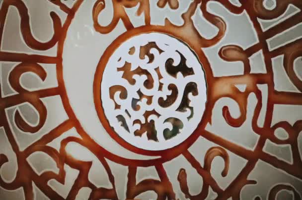 Hindu Szimbolikus Minta Körökkel Vonalakkal Geometriai Kör Háttér Arany Fehér — Stock videók