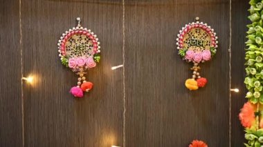 Shubh Labh Hint Hindu Sembol Dekorasyonu. Selamlar ve Mutluluk. Festival ve Tatil Kutlamaları  