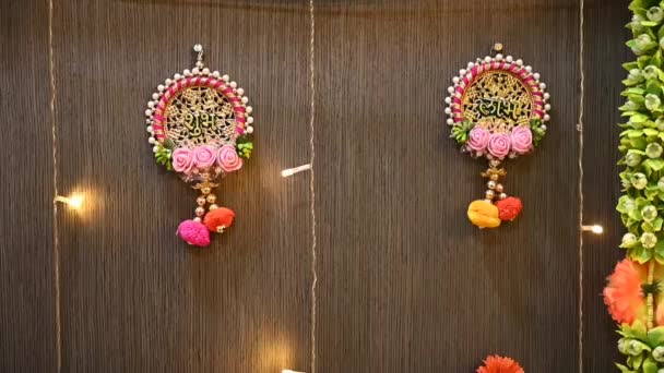 Shubh Labh Indiase Hindoe Symbool Decoraties Gegroet Geluk Feest Feestdagen — Stockvideo