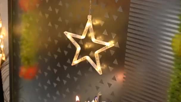 Élégante Étoile Noël Dorée Brillante Célébration Fête Avec Shine Star — Video