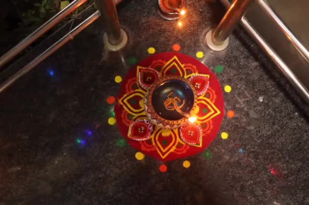 快乐的Diwali 快乐的Deepawali 灯节问候 印度节日和活动 兰格莉的灯 Diwali Nights Rangoli — 图库视频影像