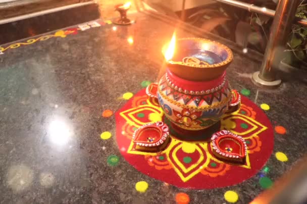 Kaarslicht Happy Diwali Gelukkige Deepawali Festival Van Lichten Groeten Indiase — Stockvideo