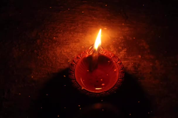 奥利灯的闪光 Divya快乐Diwali 快乐的Deepawali 灯节问候 印度节日和活动 假期的灯 Diwali之夜的魔法 — 图库视频影像