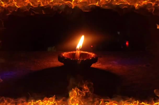 ランプ Divya Happy Diwali ディープワリー 光の祭りごあいさつ インドの祝日とイベント 休日の光 ディワリの夜のマジック — ストック動画