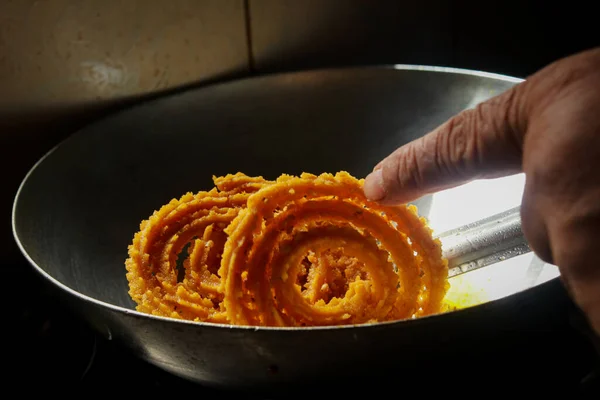 Chakhali Indio Picante Frsh Deep Fried Snacks Tradicionales Para Festivales —  Fotos de Stock