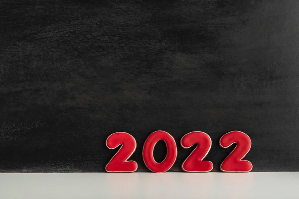 Numéros Rouges 2022 Sur Fond Noir Espace Copie — Photo