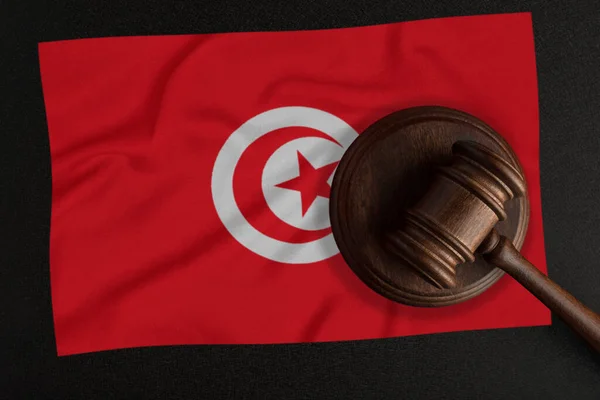 Les Juges Marquent Drapeau Tunisie Droit Justice Droit Constitutionnel — Photo