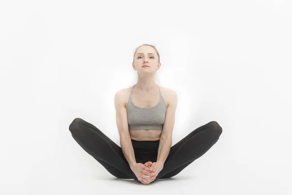 Baddha Konasana Gebundene Winkel Pose Schöne Frau Praktiziert Yoga Mädchen — Stockfoto