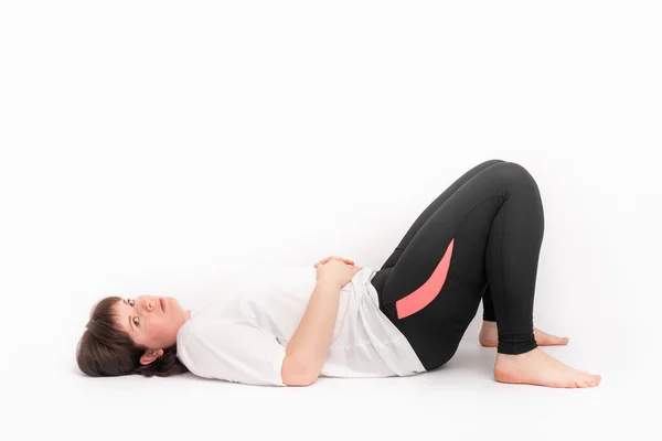 Size Woman Sports Shirt Leggings Goes Sports Healthy Lifestyle Concept — Stock Fotó