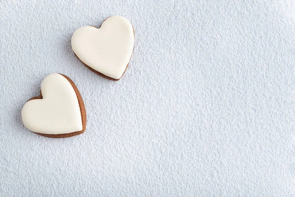 White Heart Shape Cookies Mothers Day Womans Day Valentines Day — Zdjęcie stockowe