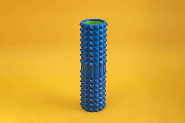 Tools Self Massage Yellow Background Foam Roller Myofascial Release Massage — Zdjęcie stockowe