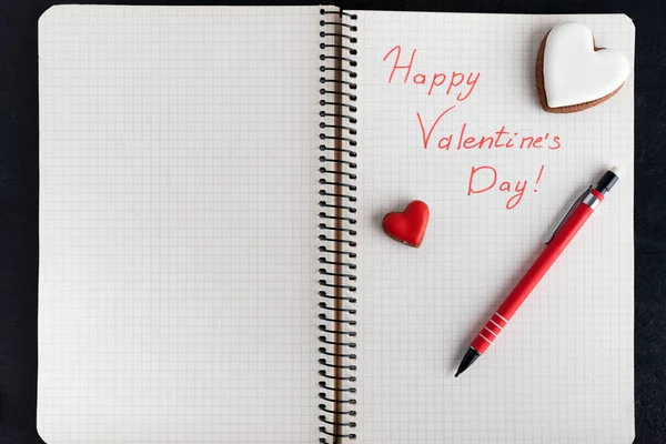 Mensaje Para Ser Querido Feliz Día San Valentín Galletas Forma — Foto de Stock