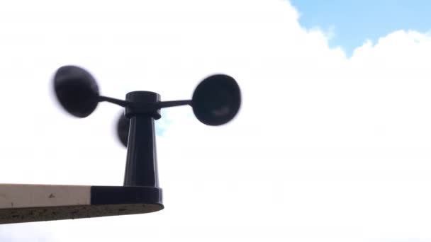 Kleine Windanemometer Wetterstation Ausrüstung Zur Messung Meteorologischer Parameter Hintergrund — Stockvideo