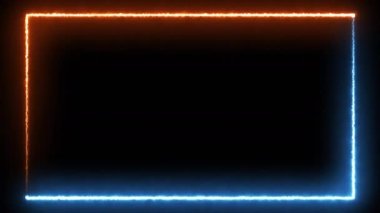 loop motion glowing futuristic laser neon shine frame border at night , sparkle fire rectangle electricity flare energy graphic animation, creativity colours elegance fantasy glittering fluorescent