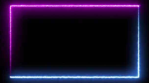 Loop Motion Glowing Futuristic Laser Neon Shine Frame Border Night — Stok video