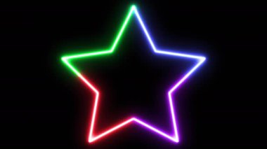 loop neon shiny star futuristic geometric graphic motion footage, glow animation effect frame future, broadcast colourful lighting for billboard fluorescent display in retro bar party club nightlife