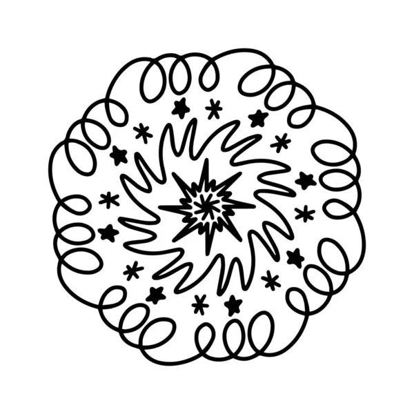 Διάνυσμα Doodle Κυκλική Mandala Μπούκλες Μοτίβο Για Henna Mehndi Τατουάζ — Διανυσματικό Αρχείο