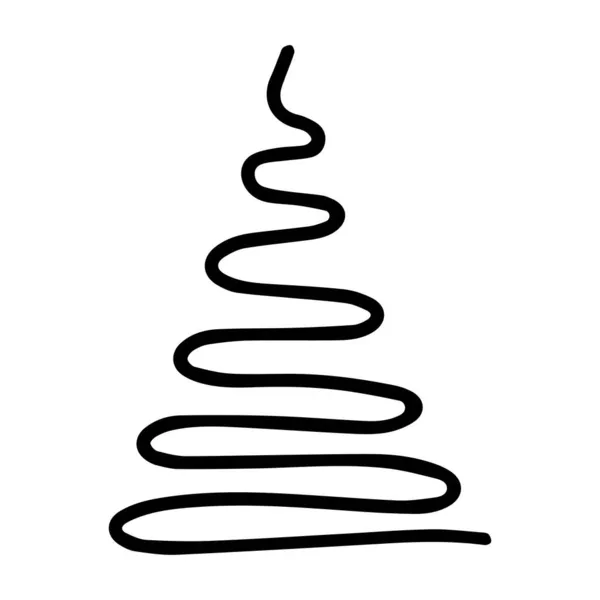 矢量手绘圣诞树隔离在白色背景图标上 有趣的抽象涂鸦老式插图的季节性设计 纺织品 装饰的贺卡 新春系列艺术 — 图库矢量图片
