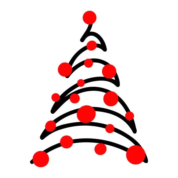 Vector Handgezeichneten Weihnachtsbaum Isoliert Auf Weißem Hintergrund Symbol Lustige Und — Stockvektor