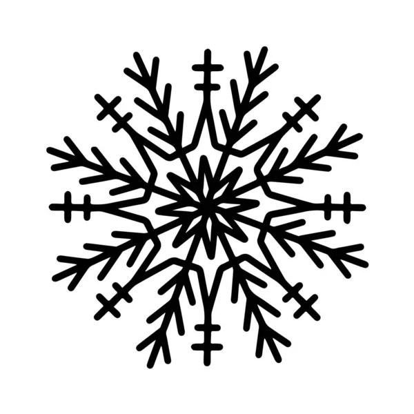 Διανυσματική Χειροποίητη Νιφάδα Χιονιού Απομονωμένη Λευκό Εικονίδιο Φόντου Καλά Χριστούγεννα — Διανυσματικό Αρχείο
