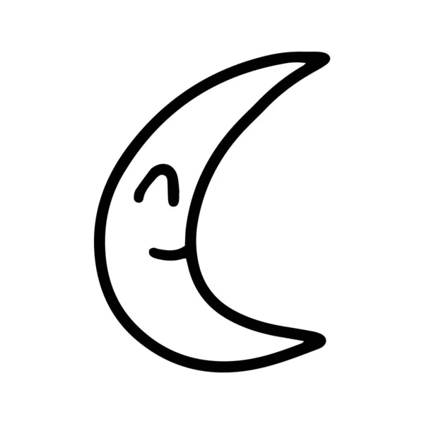 Vector Moon Single Element Isolated White Background Icon Illustration Seasonal — Stock Vector